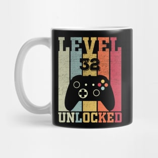 Level 32 Unlocked Funny Video Gamer 32nd Birthday Gift Mug